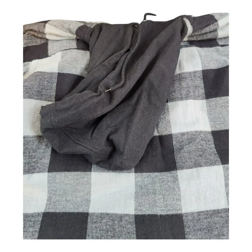 Craftsman hooded flannel jacket quilted lining men's sz XL black gray